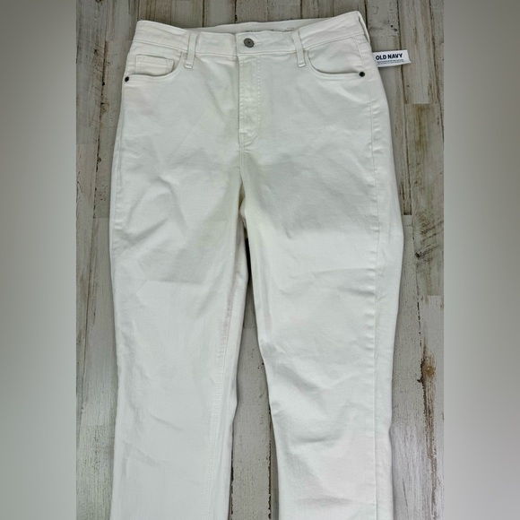 Old Navy Rockstar High Rise Super Skinny White Jeans Tummy Control 10 Tall NWT - Picture 3 of 13